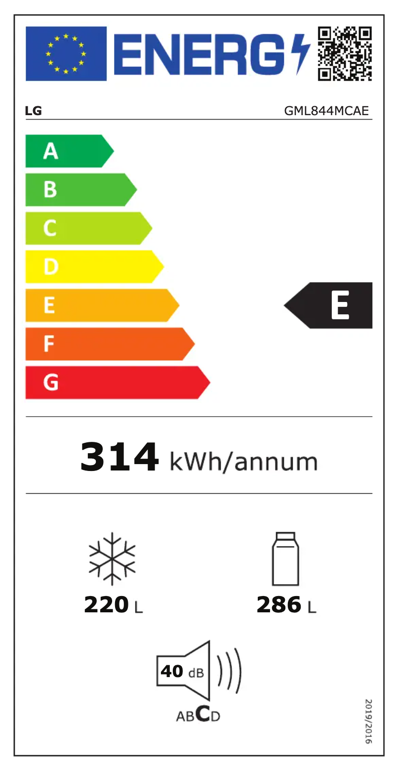 Page 1 of the manual Energy Label LG GML844MCAE