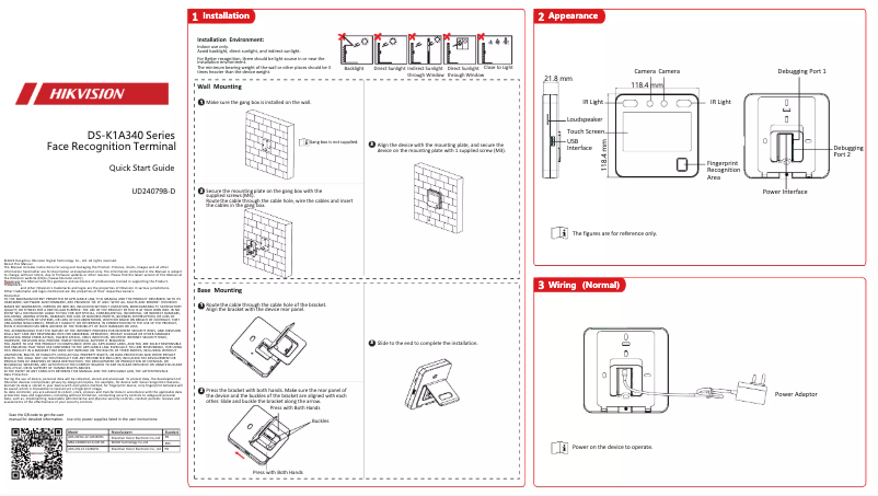 Page 1 of the manual Quick Start Guide Hikvision DS-K1A340FX