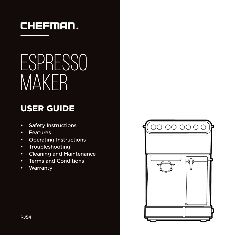 Page 1 of the manual User Manual Chefman Barista Pro Plus RJ54