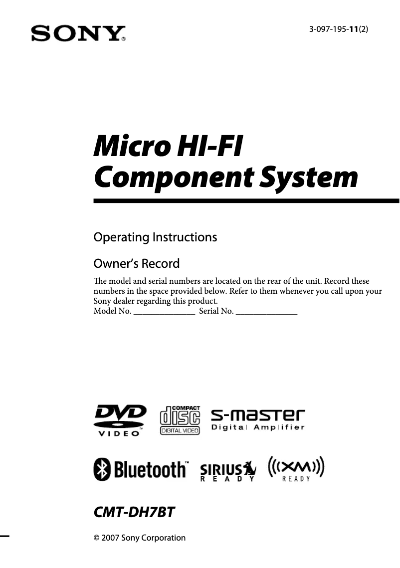 First page image of the manual for CMT-DH7BT