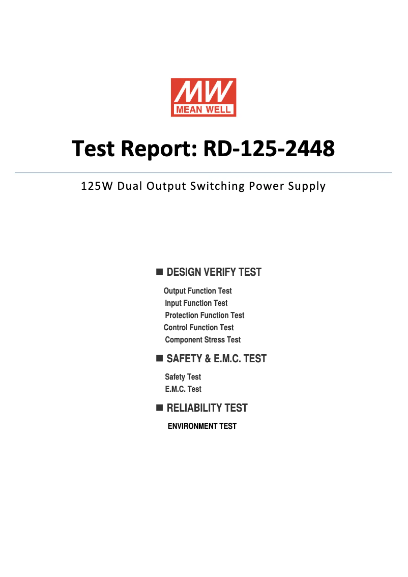 Page 1 of the manual Technical Sheet Mean Well RD-125-2448