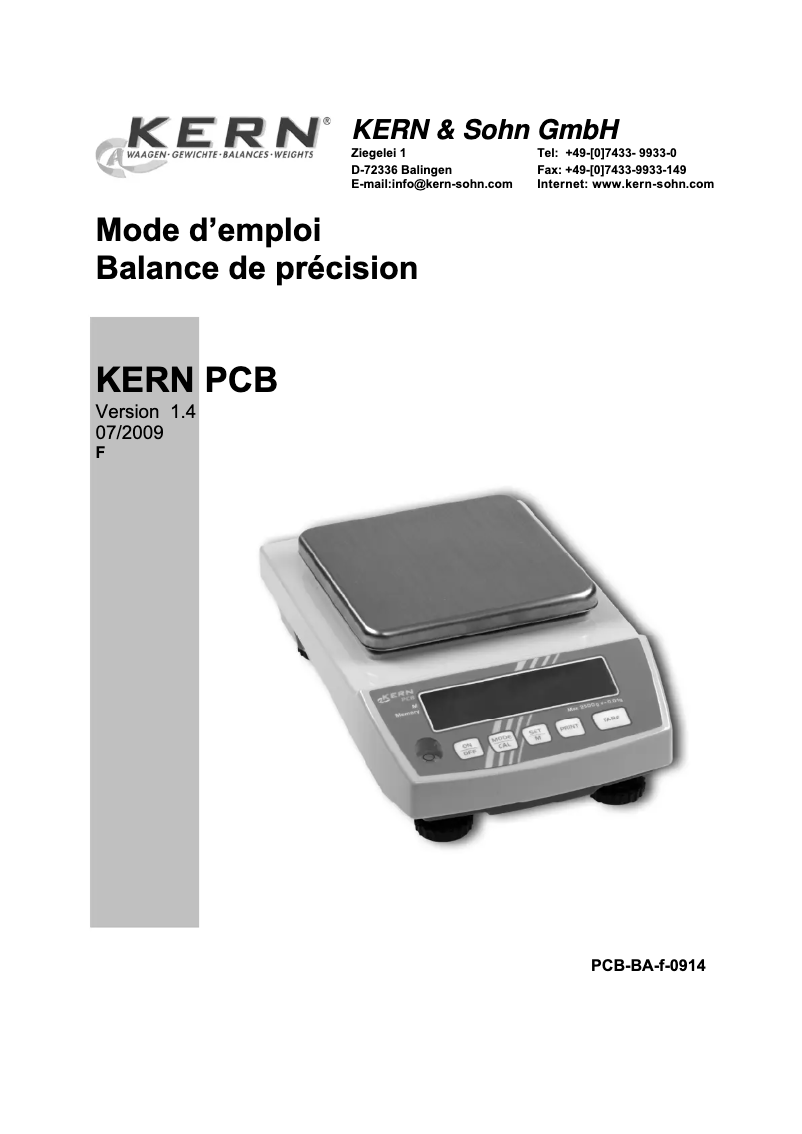 First page image of the manual for PCB 2000-1