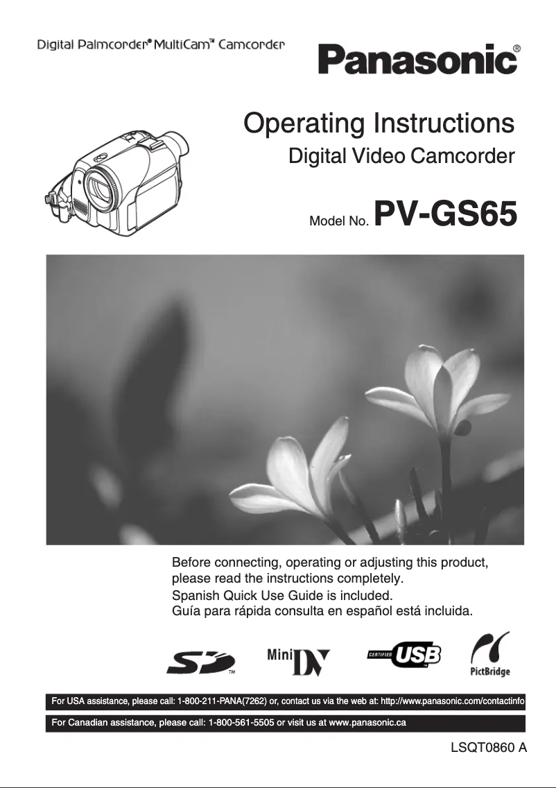 First page image of the manual for PV-GS65