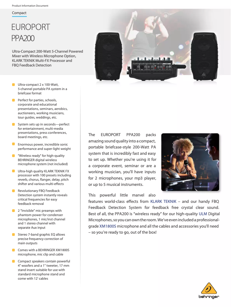 First page image of the manual for EUROPORT PPA200