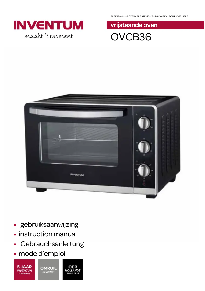 First page image of the manual for OVCB36