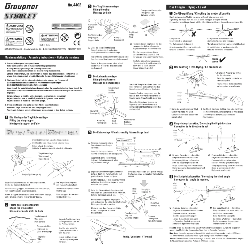 Page 1 of the manual User Manual Graupner Starlet