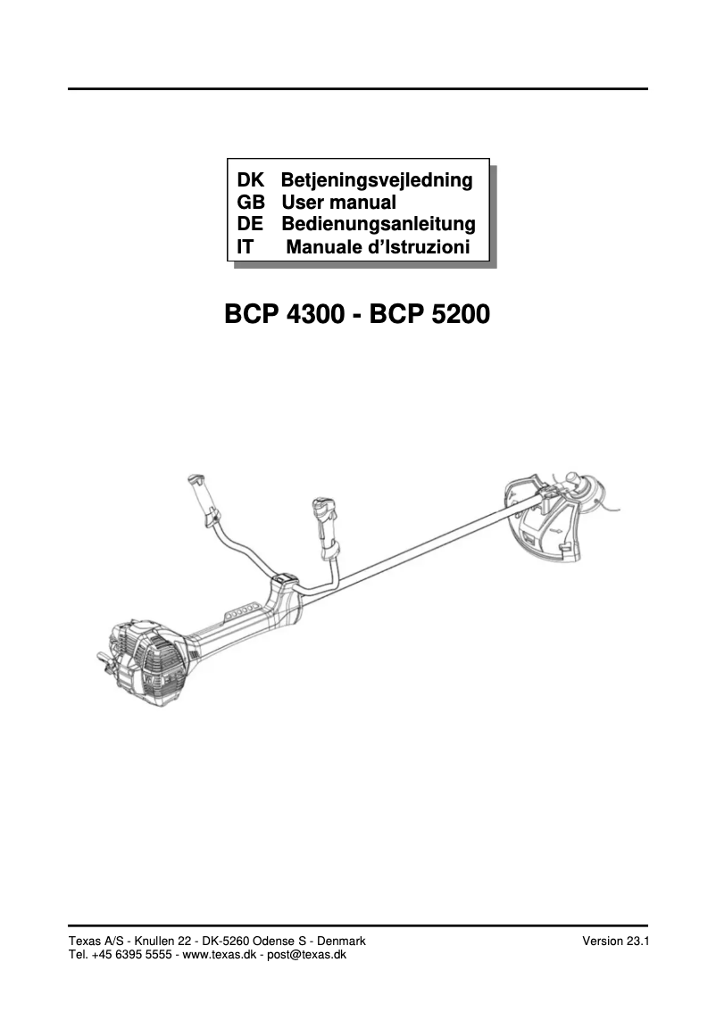 Page 1 of the manual User Manual Texas BCP5200