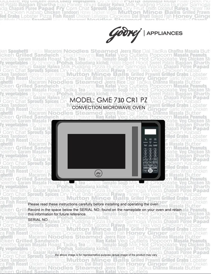 Page 1 of the manual User Manual Godrej GME 730 CR1 PZ
