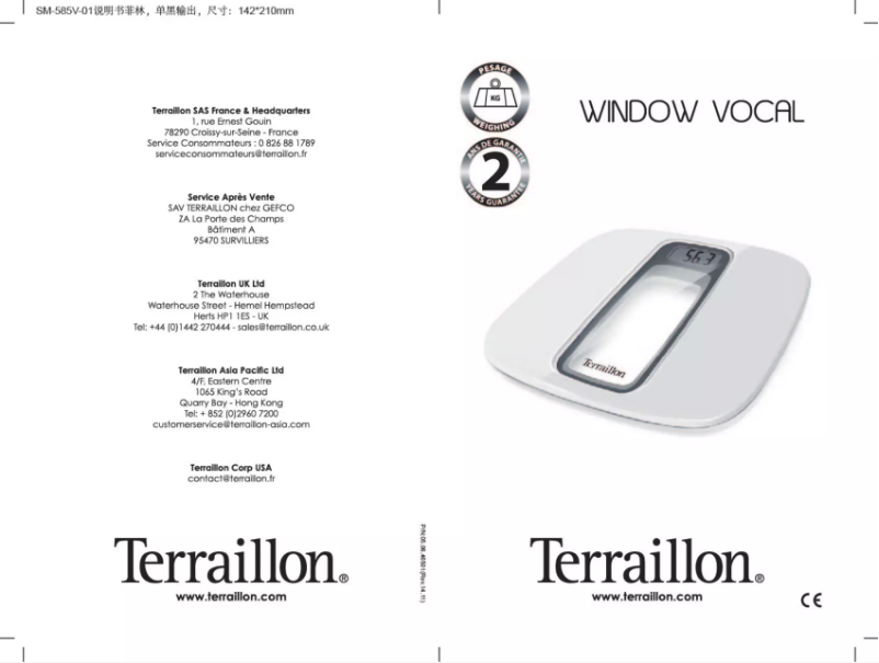 Page 1 of the manual User Manual Terraillon Window Vocal