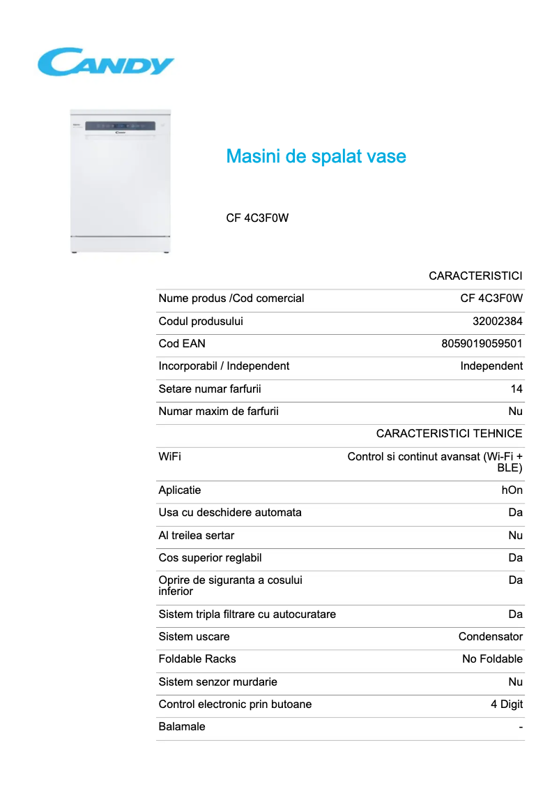 First page image of the manual for CF 4C3F0W