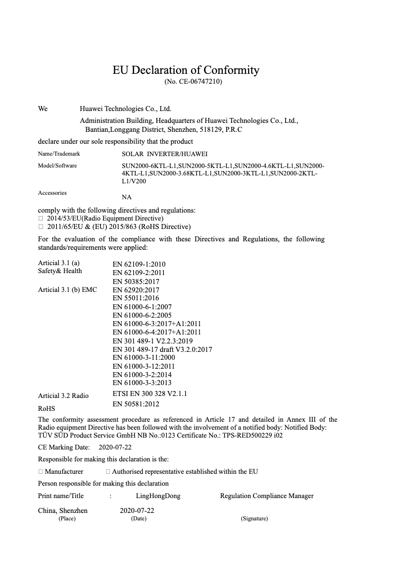 Page 1 of the manual Installation Guide Huawei SUN2000L 3KTL-L1