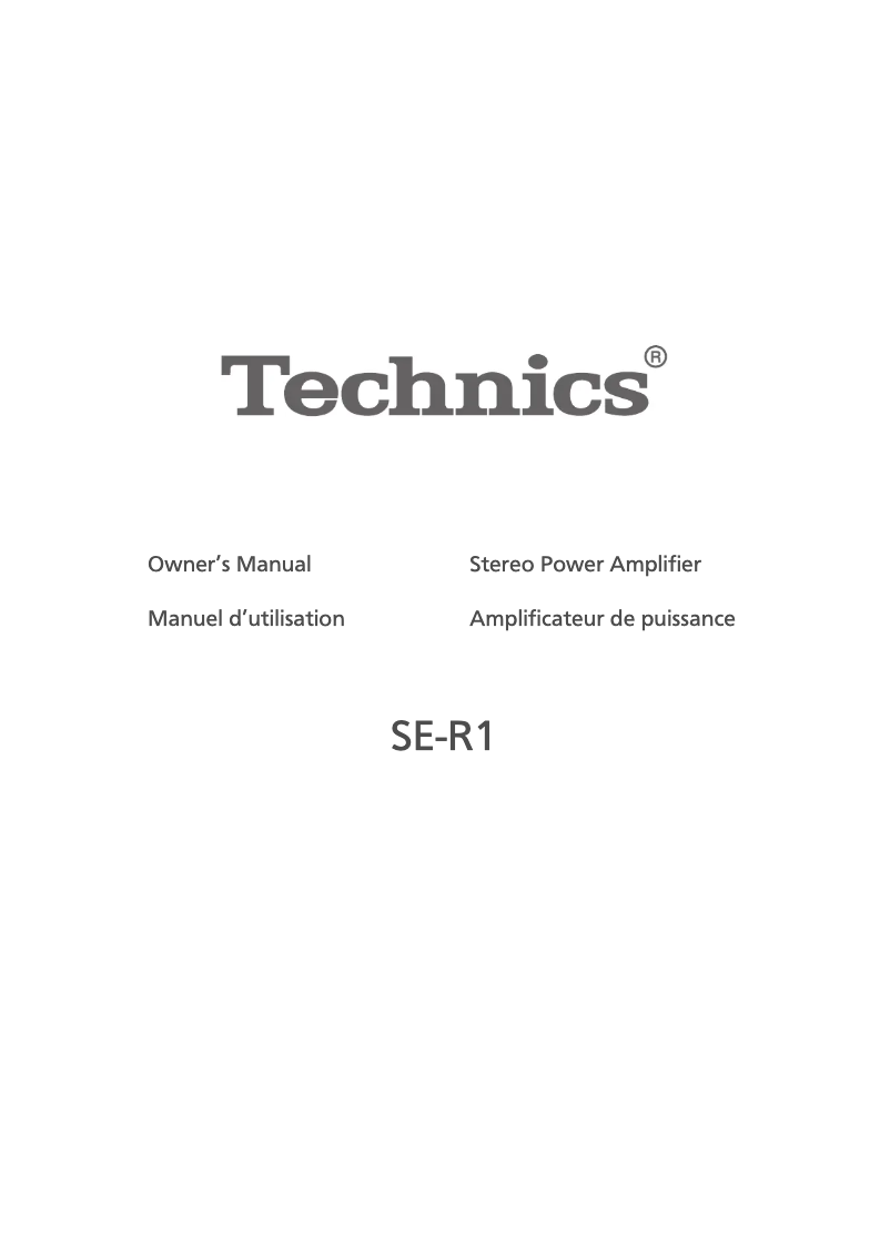 Page 1 of the manual User Manual Technics SE-R1