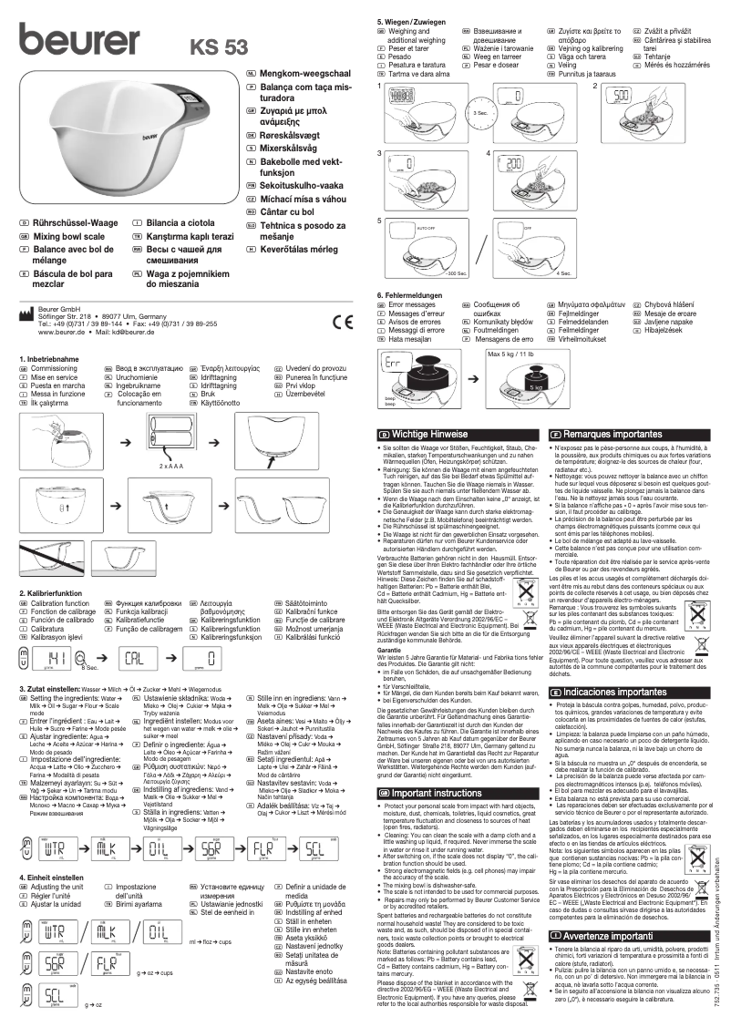 Page 1 of the manual User Manual Beurer KS53