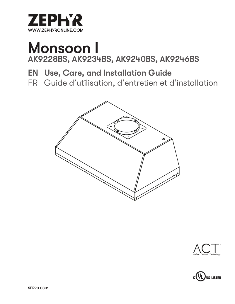 Page 1 of the manual User Manual Zephyr Monsoon I AK9240BS