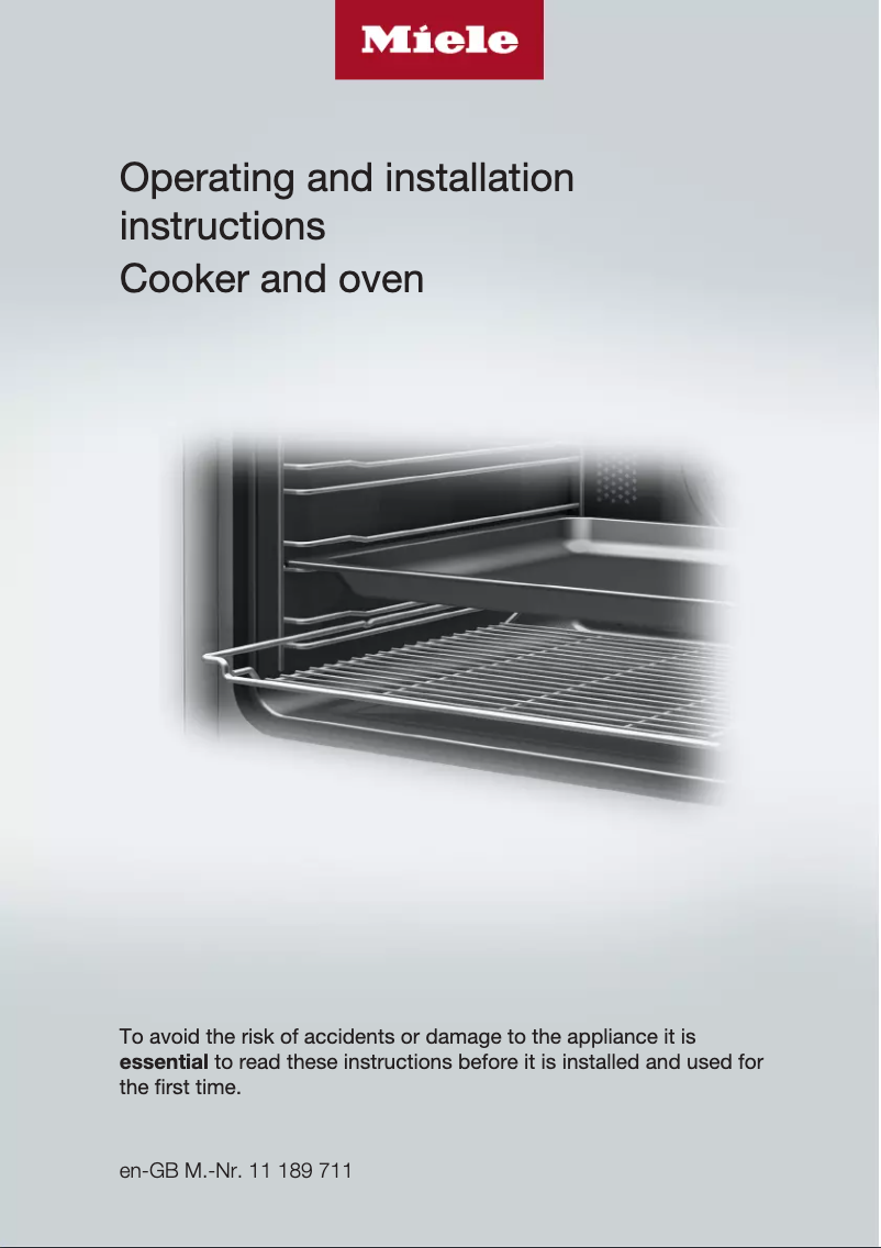 Page 1 of the manual User Manual Miele H 2850 B