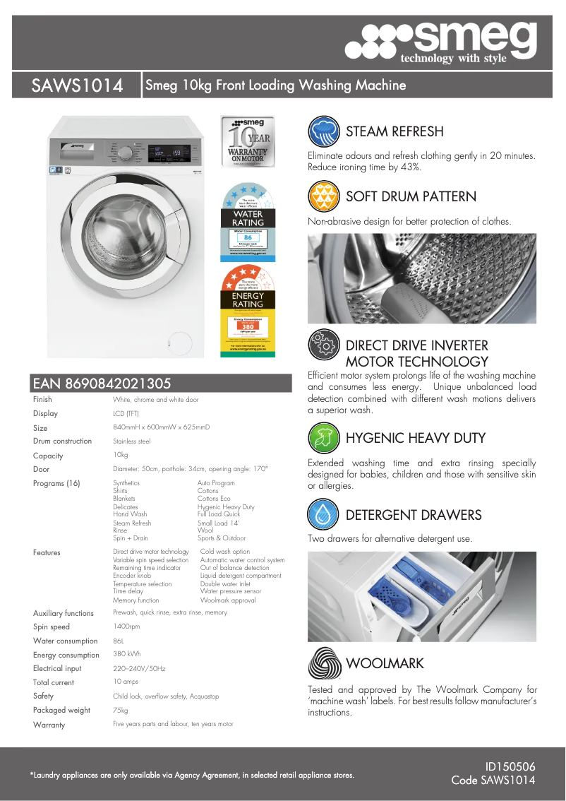 First page image of the manual for SAWS1014