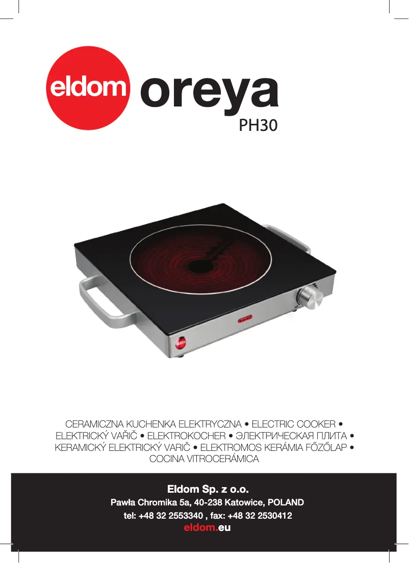 First page image of the manual for Oreya PH30