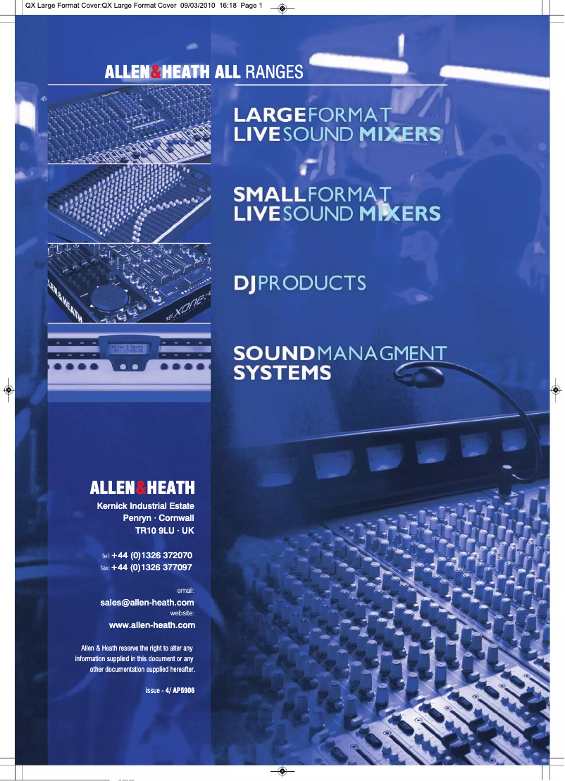 Page 1 of the manual Brochure Allen & Heath GL3800