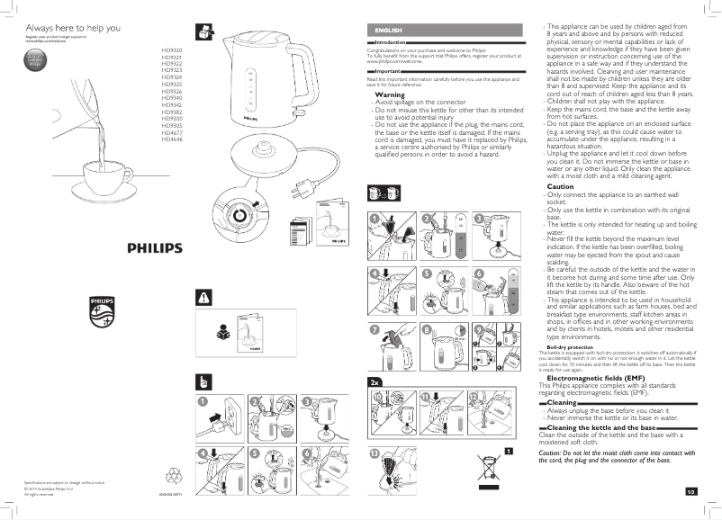 First page image of the manual for HD9325