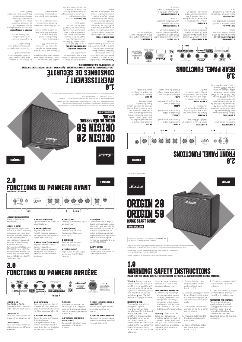 Image de la première page du manuel de l'appareil Origin 50