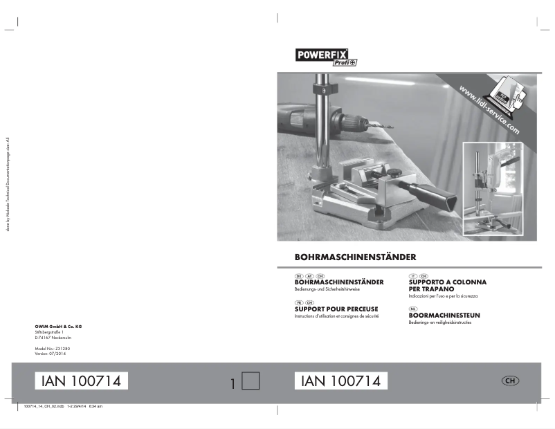 Page 1 of the manual User Manual Powerfix Z31280