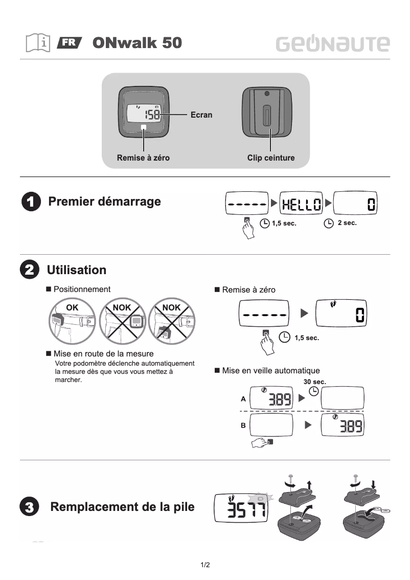 First page image of the manual for ONwalk 50
