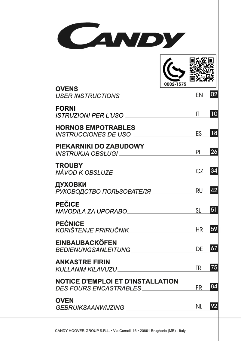 Page 1 of the manual User Manual Candy CELF609X/E