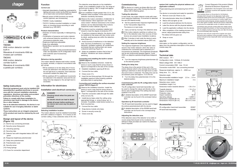 First page image of the manual for TXD505