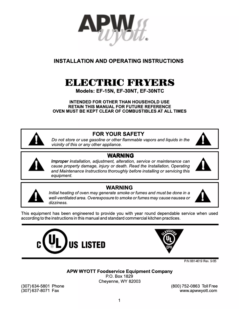 First page image of the manual for EF-15iN