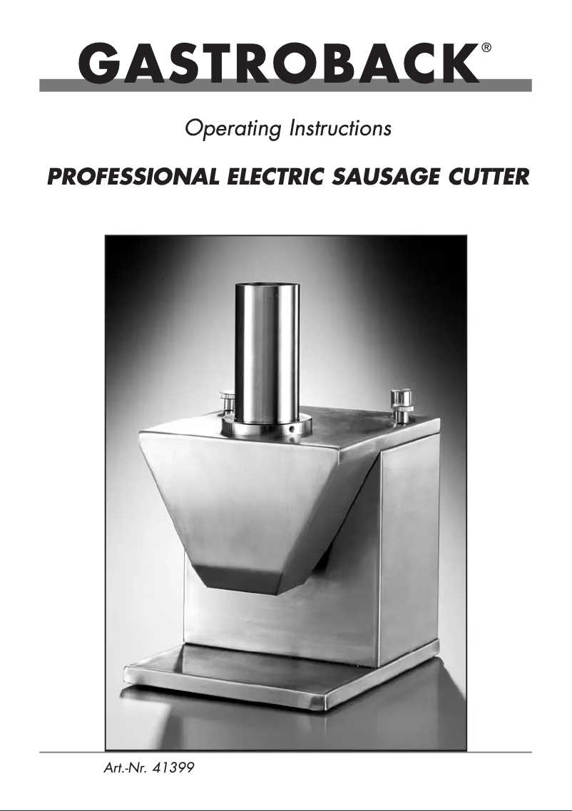 Page 1 of the manual User Manual Gastroback 41399