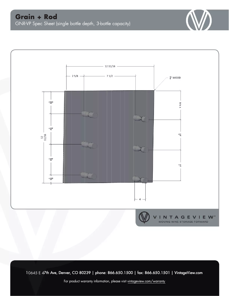 Page 1 of the manual Technical Sheet VintageView GNR-VPK