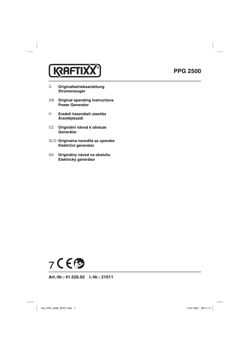 Page 1 of the manual User Manual Kraftixx PPG 2500