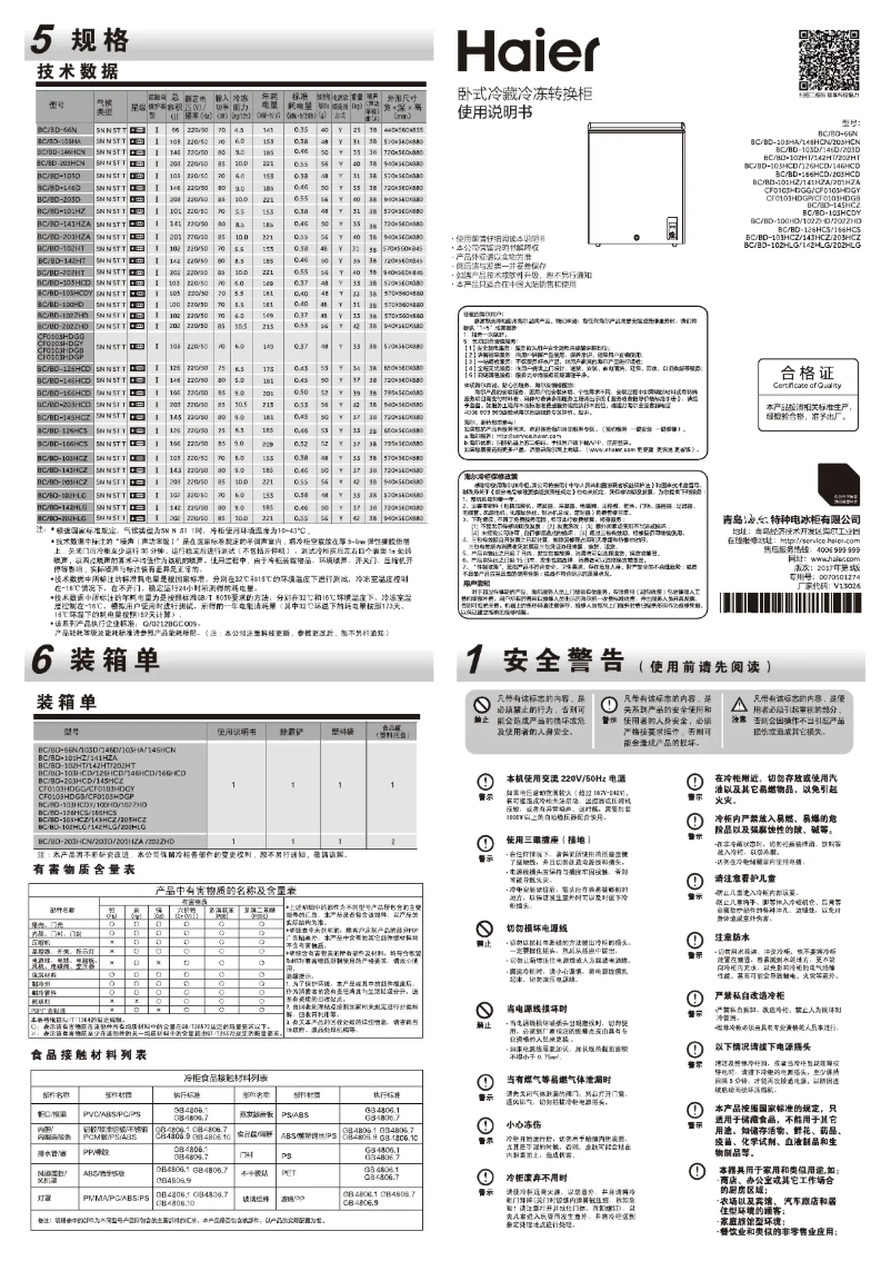 Page 1 of the manual User Manual Haier BC/BD-201HZA