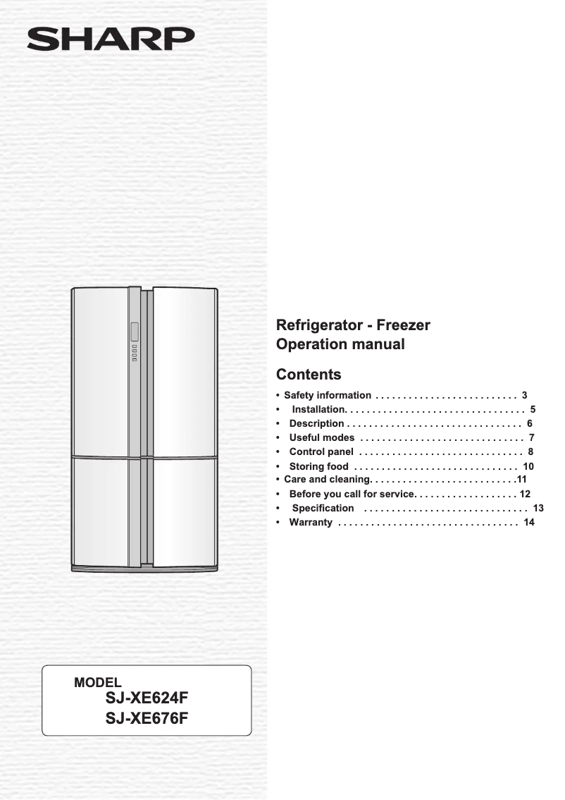 Page 1 of the manual User Manual Sharp SJ-XE676F