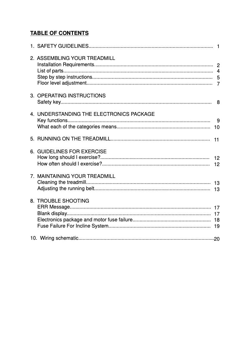 Page 1 of the manual User Manual SportsArt 1190