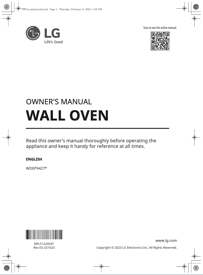 First page image of the manual for WDEP9427F