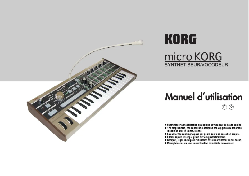 First page image of the manual for microKORG Crystal