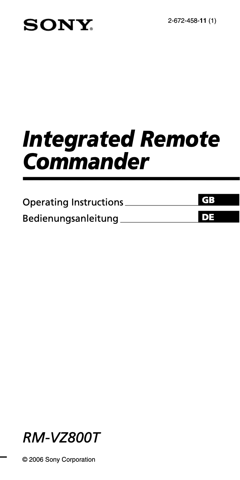 First page image of the manual for RM-VZ800T