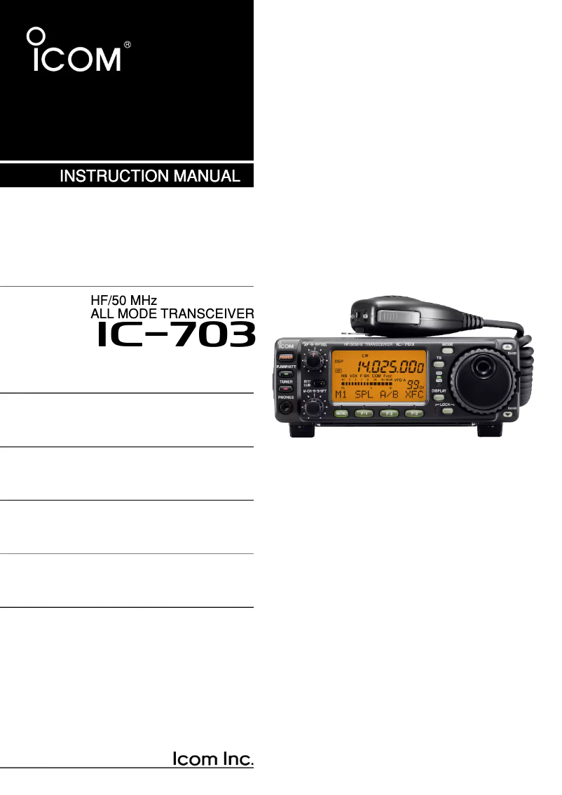 Page 1 of the manual User Manual ICOM IC-703