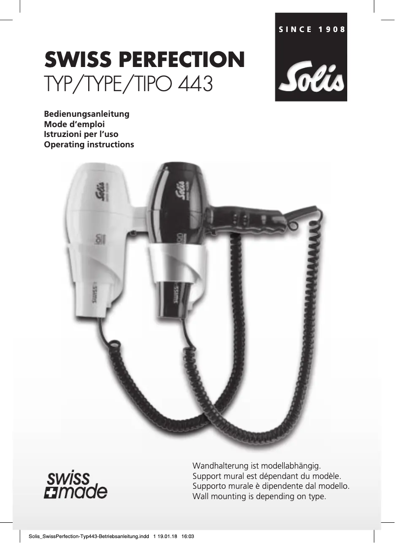 Page 1 of the manual User Manual Solis Swiss Perfection 443