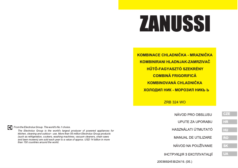 Page 1 of the manual User Manual Zanussi ZRB 324 WO