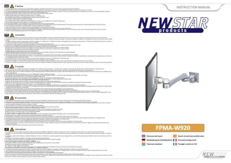 Page 1 of the manual User Manual Newstar FPMA-W920