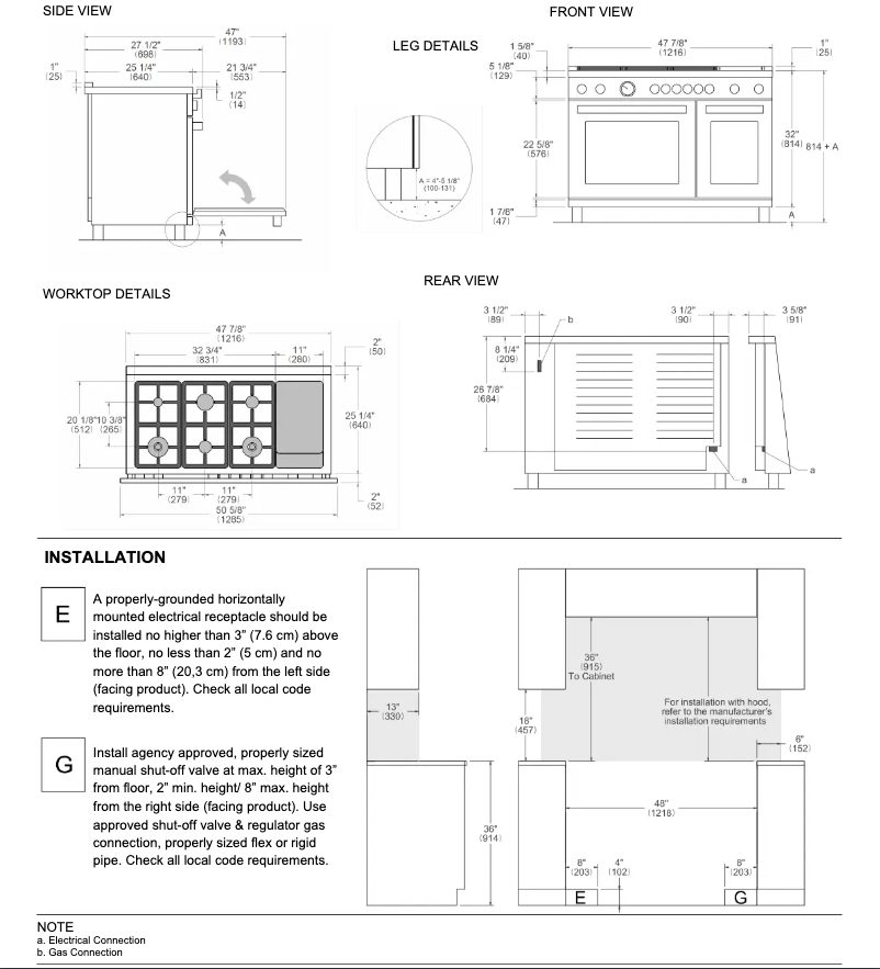 Page 1 of the manual Installation Guide Bertazzoni HER486BTFGMXT
