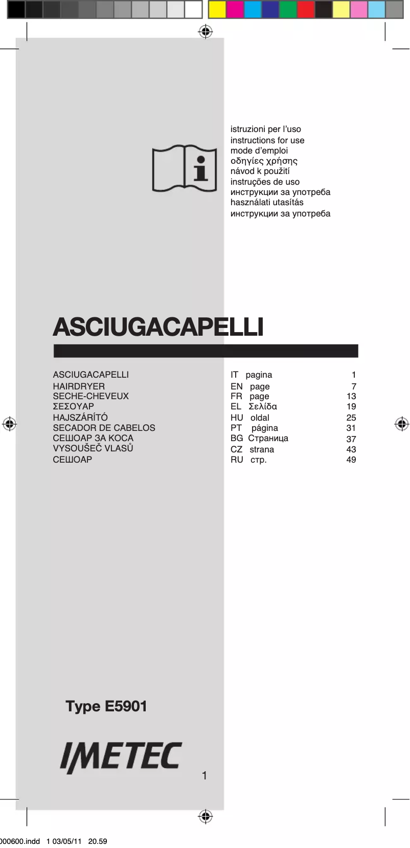 First page image of the manual for Bellissima C12 2000