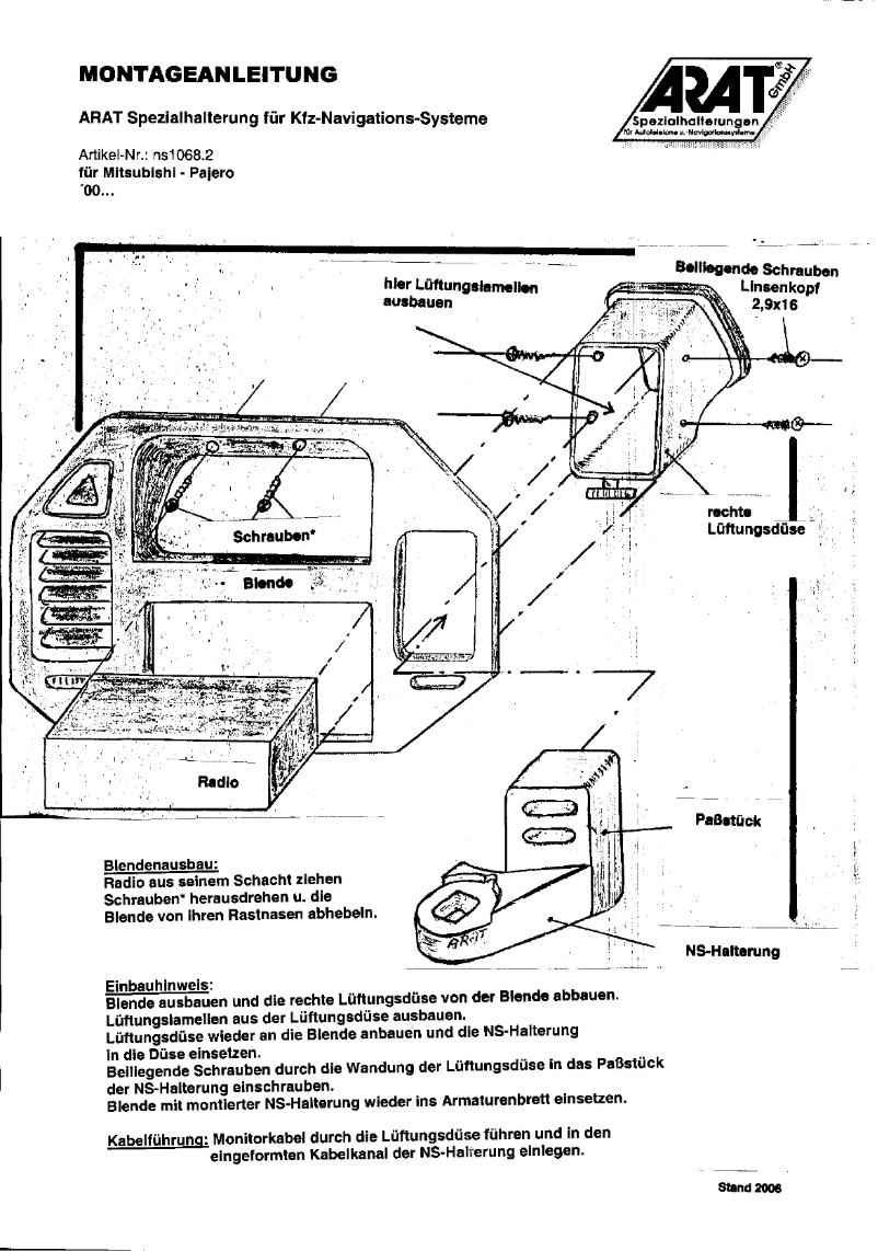 Page 1 of the manual User Manual Arat NS1068.2