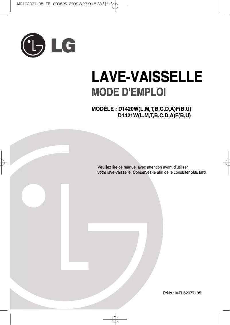 Page 1 of the manual User Manual LG D1420BF