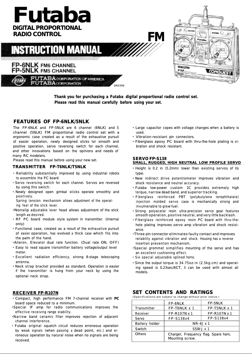 First page image of the manual for FP6NLK