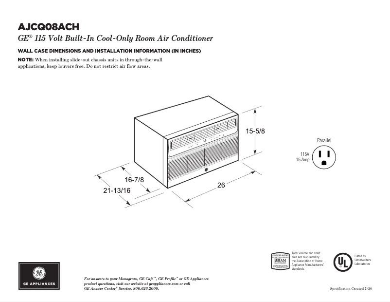 First page image of the manual for AJCQ08ACH