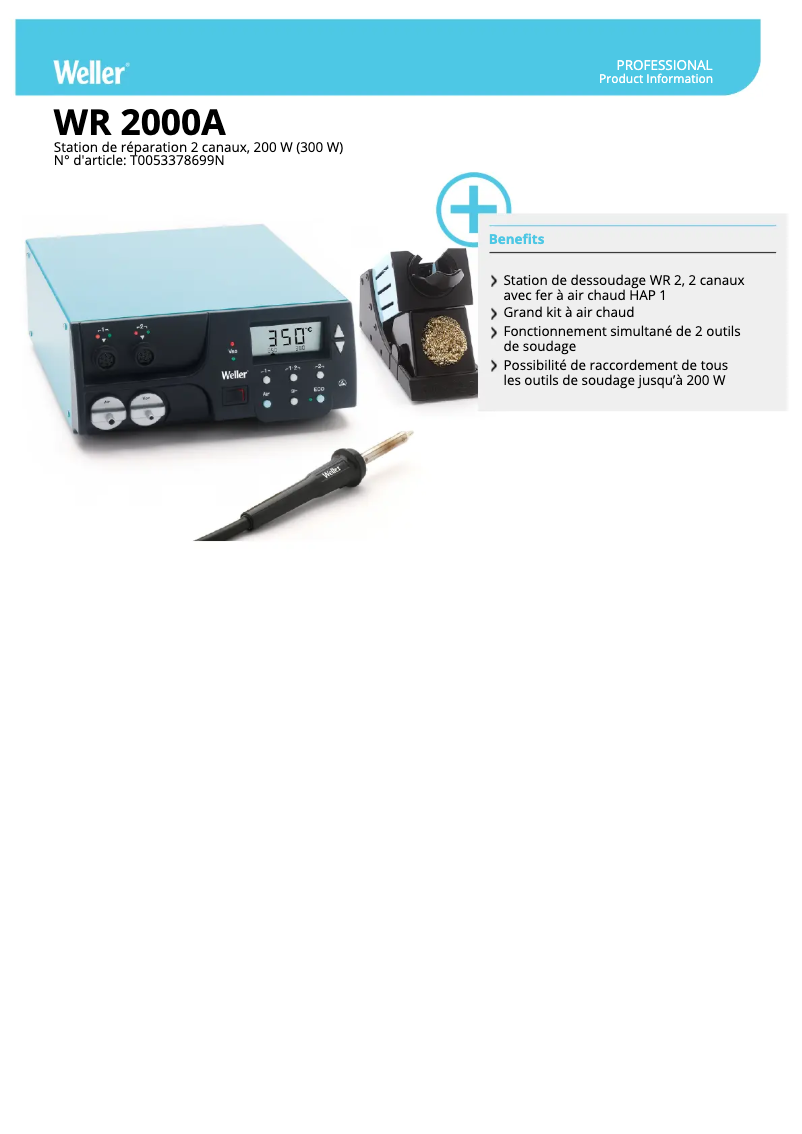 Page 1 of the manual Technical Sheet Weller WR 2000A