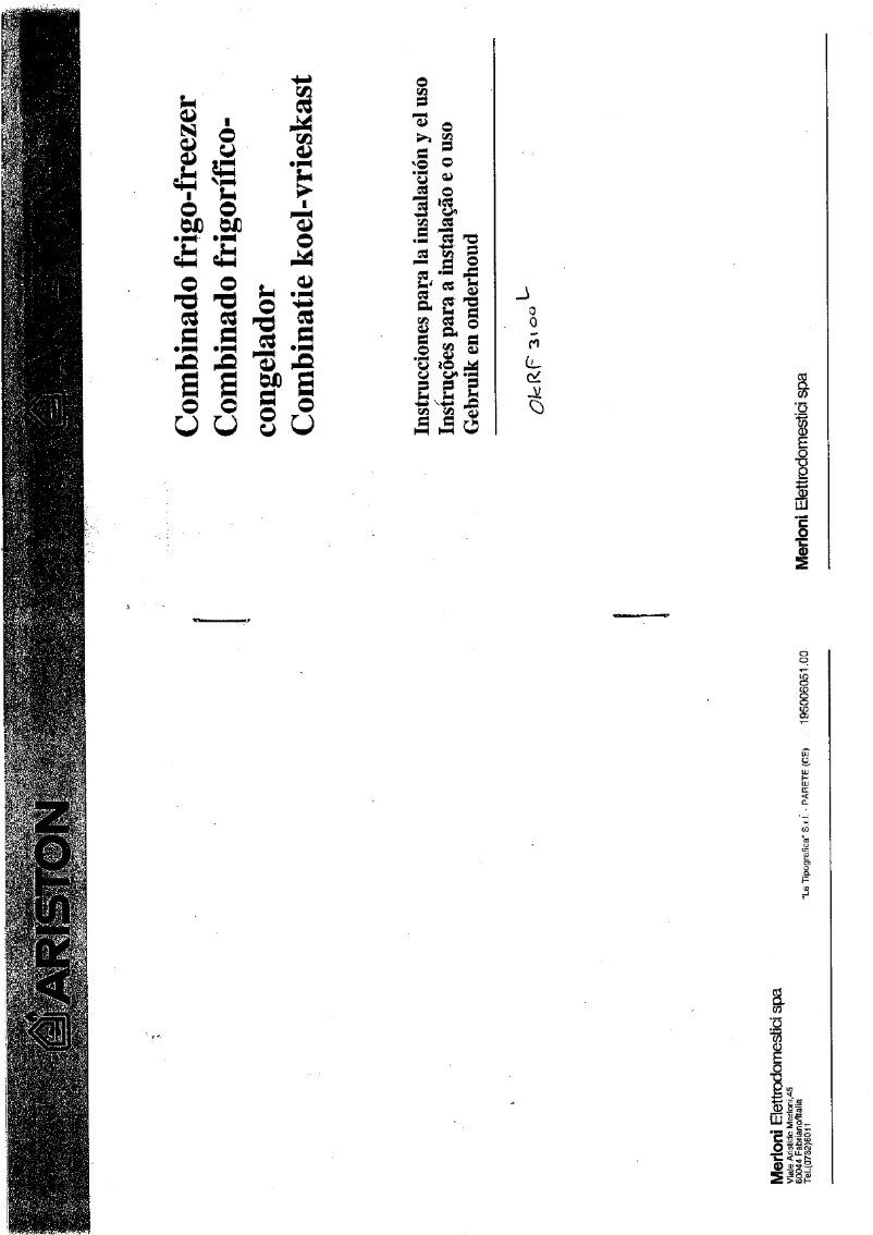 Page 1 of the manual User Manual Ariston Thermo OKRF 3100 L